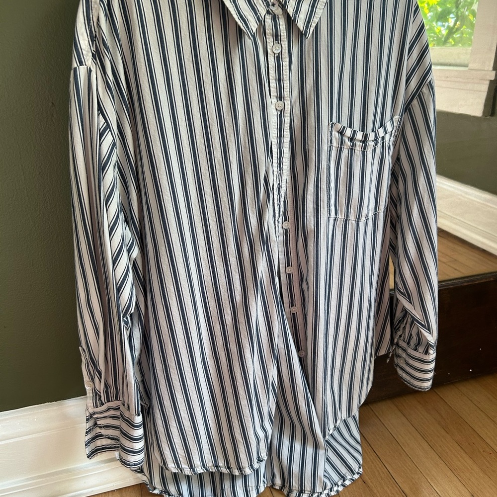 Anthropologie Maeve oversized striped button up